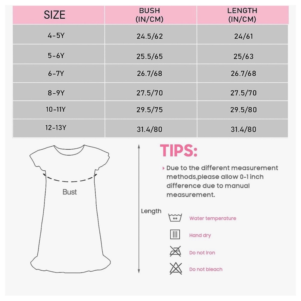 NEW Girls Nightgowns, Unicorn Princess Pajama Dresses for Girls Sleepwear 6-7Y - Picture 2 of 3